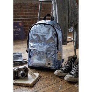 Converse Chuck Taylor All Star Metallic Silver Backpack 12”NWOT  Shiny Bookbag